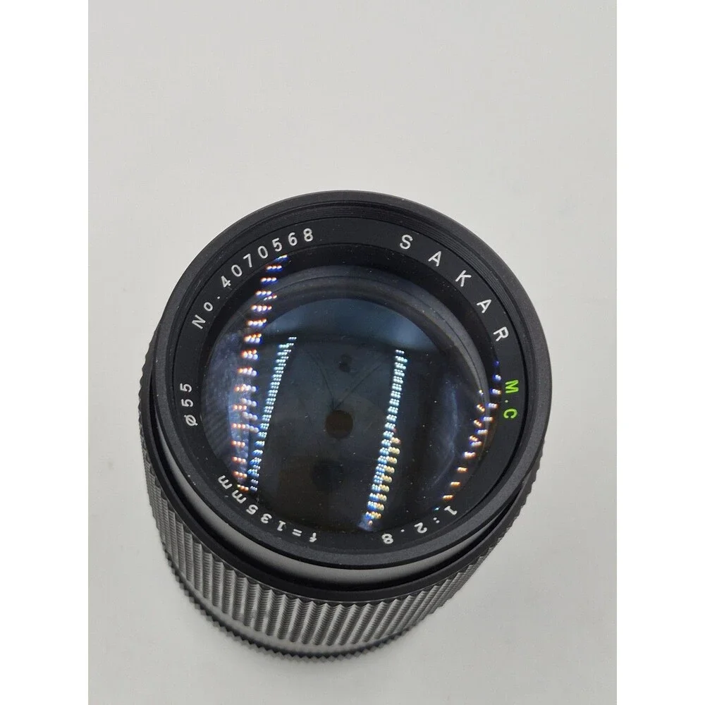 Vintage SAKAR 135mm Manual Telephoto Lens. f2.8 Minolta MC Mount With Case